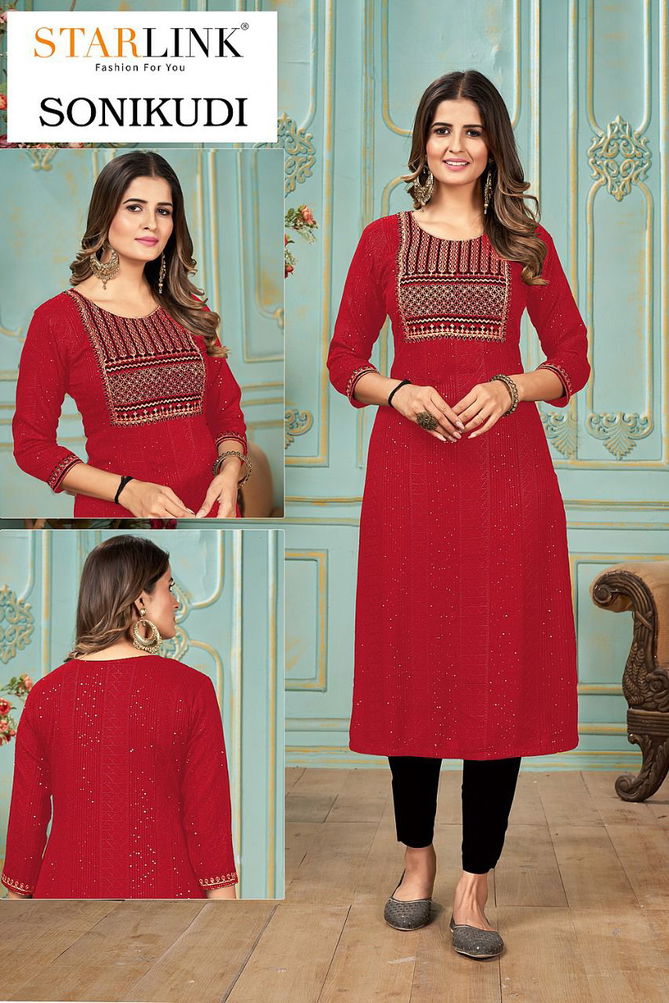 Starlink Soni Kudi Fancy Designer Ethnic Wear Rayon Latest Kurti Collection